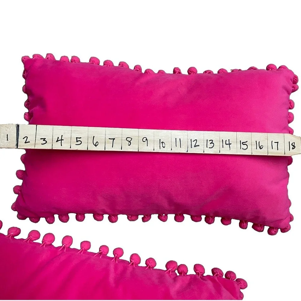 PINK VELVETEEN Pom Pom THROW PILLOWS 10